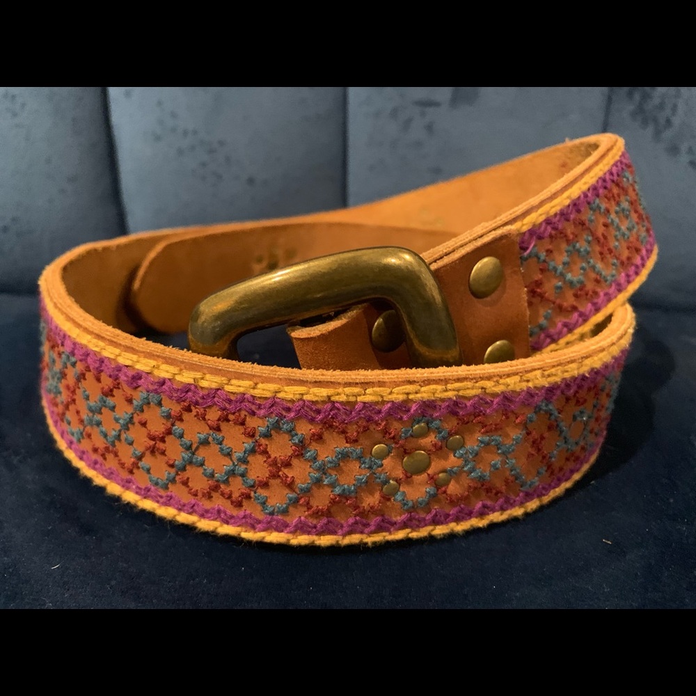 Lucky Brand Women’s embroidered and studded belt